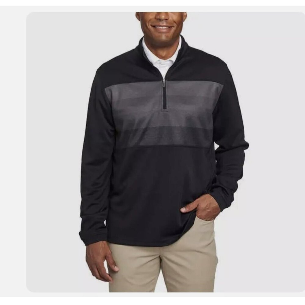 PEBBLE BEACH Dry-Luxe Performance Golf Sweatshirt Pullover Black 1/4 Zip - XL
